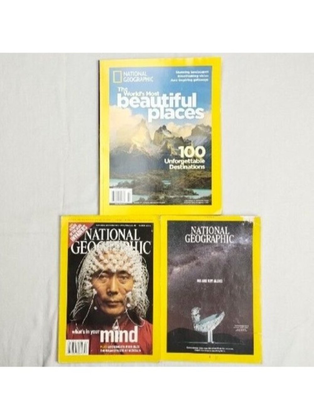 Lot Of 3 National Geographic Magazines  World's Most Beautiful Places Mind Alone